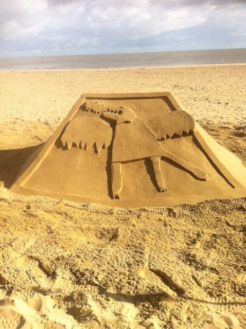 The last sand sculpture of the season in Clacton on Sea