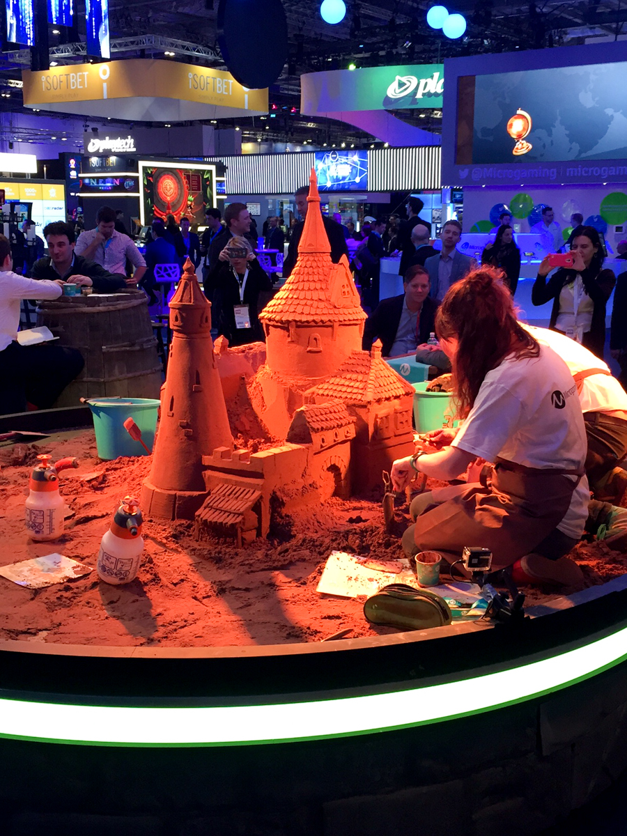 Castle Builder Sand Sculpture for Microgaming at the Excel Centre, London
