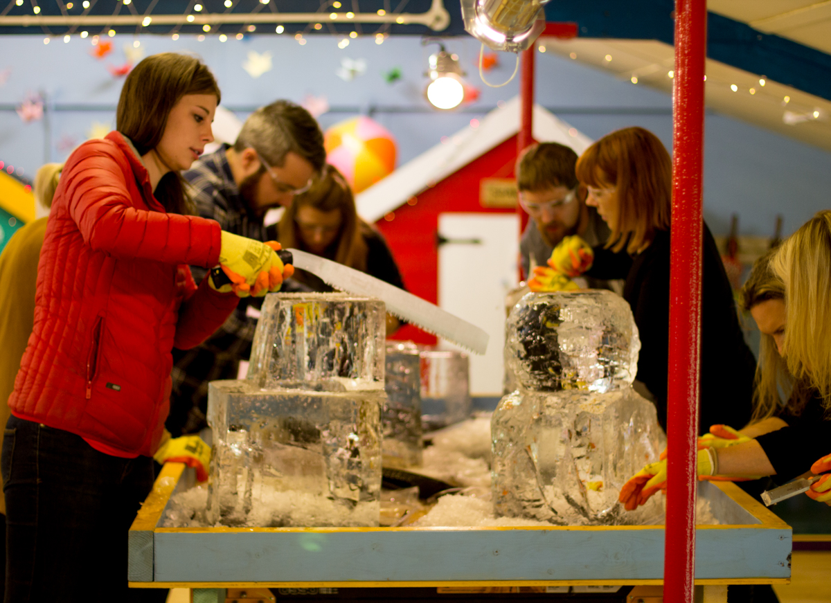Ice Sculpture Workshop fun in our West Yorkshire Studio