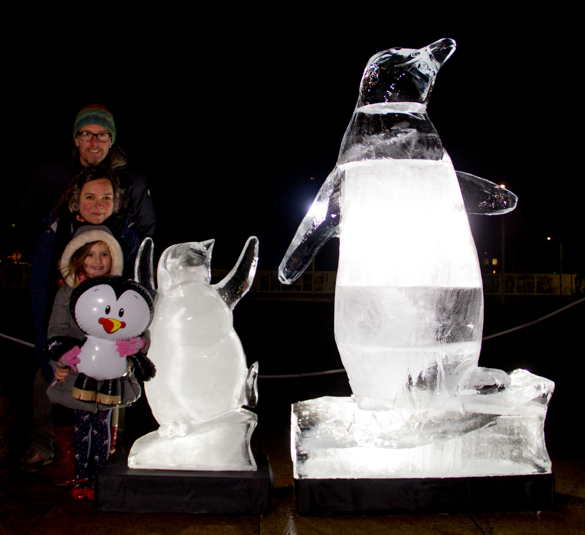 Penguin Ice Sculptures in Dundee, Scotland