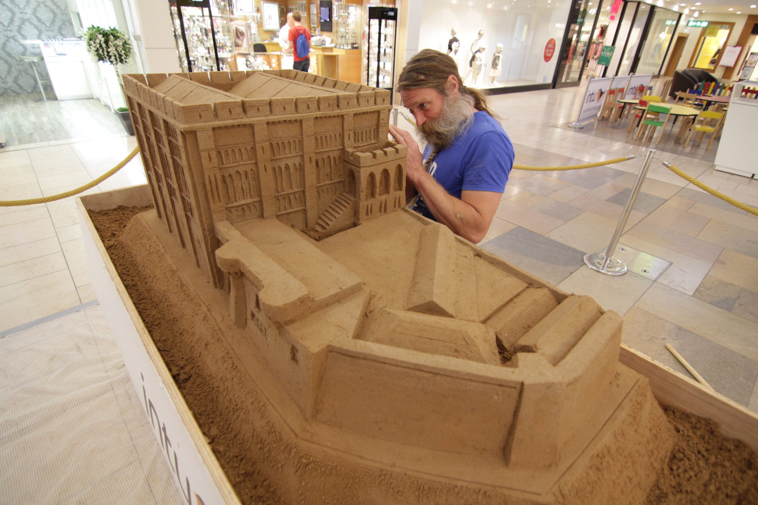Sand Sculpture of Norwich Castle in Intu Chapelfield shopping centre