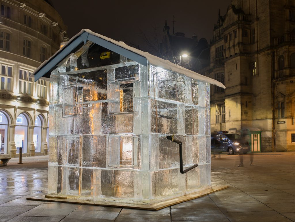 Sand In Your Eye build a house from Ice – in Sheffield’s City Centre