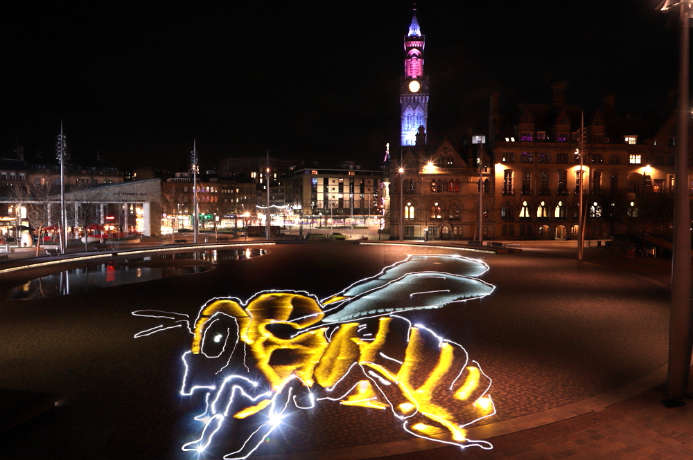 Light Art Highlights the plight of the bees for World Wildlife Day