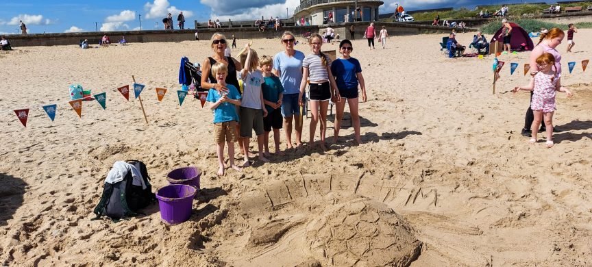 On the beach at Blyth for family sand sculpture workshops