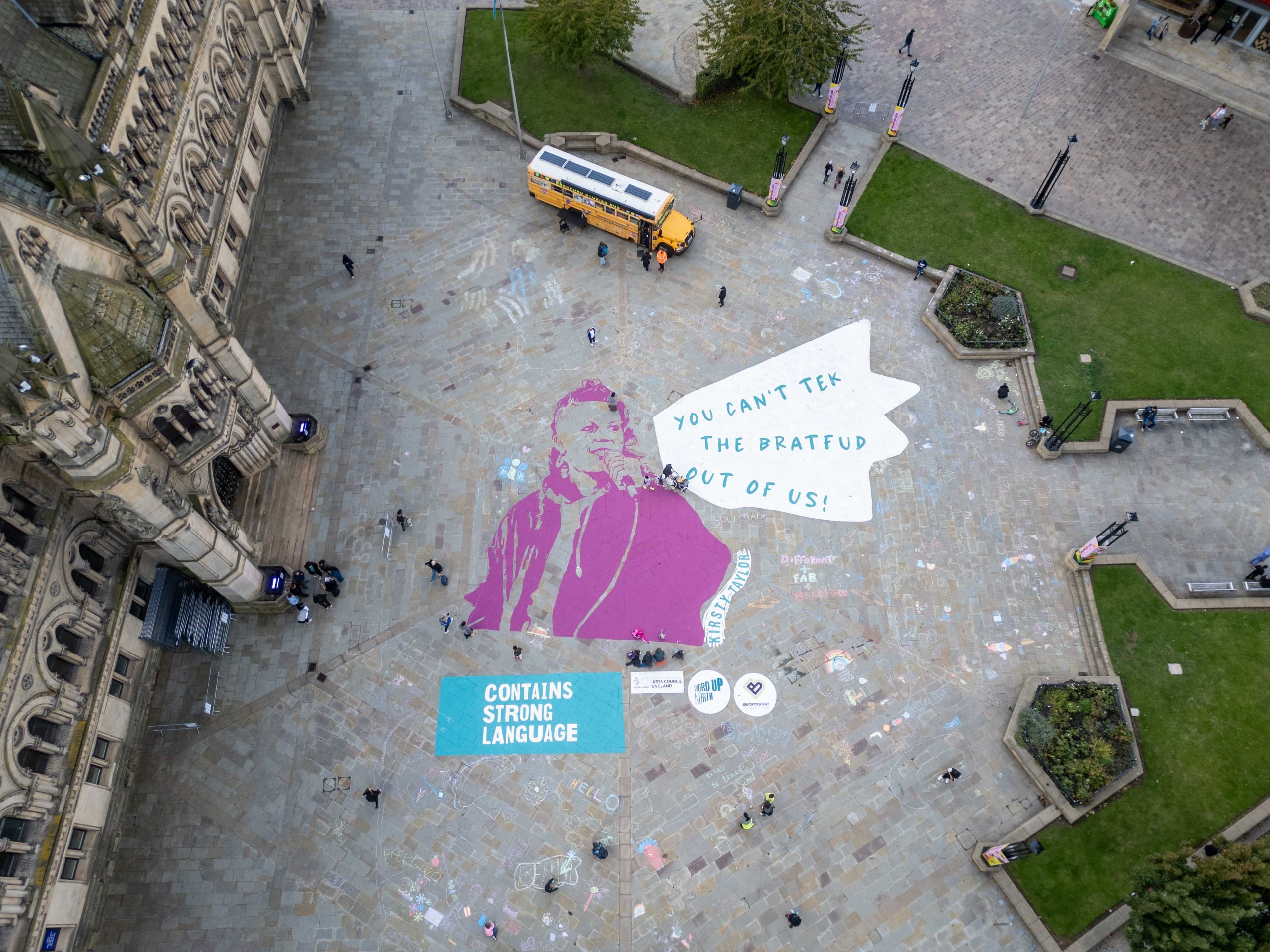 Community Mural Celebrating Bradford Together! Chalk, Paint, Art and Poetry