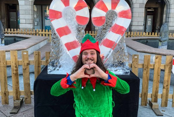 Christmas ice sculpture candy cane