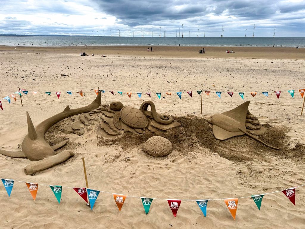 Seashore Sand Sculpture Workshops & Surprise Rescue at Redcar Kite Festival 3 Beach sand sculpture