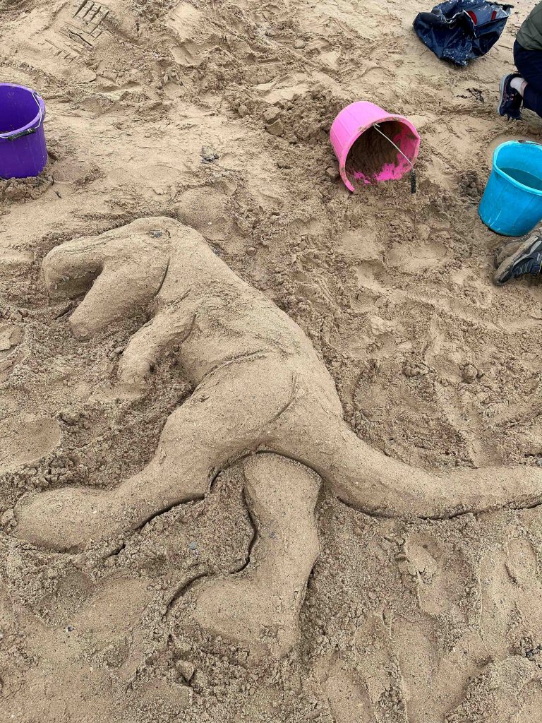Seashore Sand Sculpture Workshops & Surprise Rescue at Redcar Kite Festival 6 Sand Sculpture workshops dinosaur16