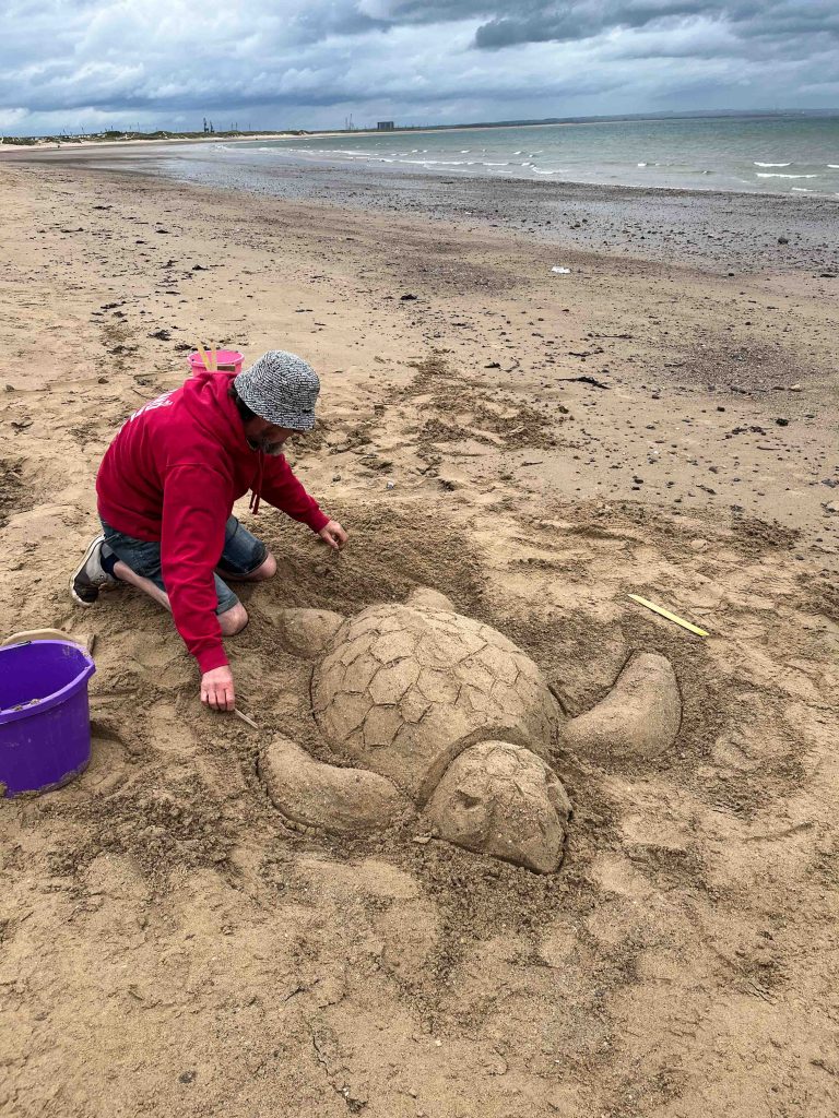 Seashore Sand Sculpture Workshops & Surprise Rescue at Redcar Kite Festival 21 Turtle sand Sculpture workshops 1