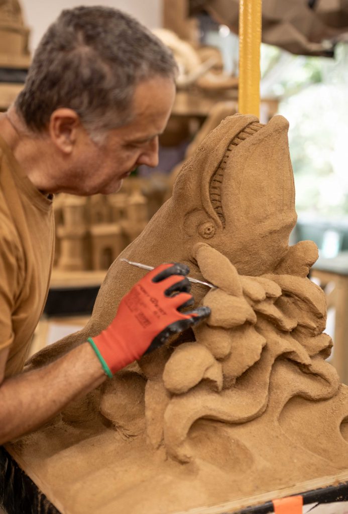whale sand sculpture