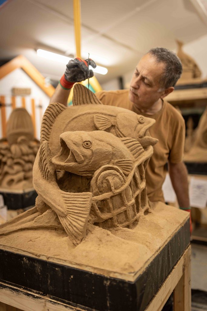 fish sand sculpture