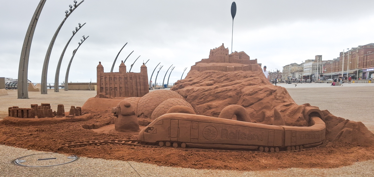 Landmarks sand sculpture in Blackpool for Railcard