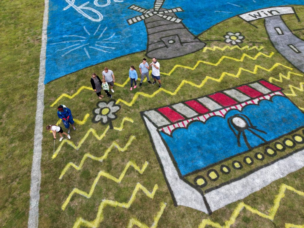 Children’s artwork brought to life into grass art for the Tour of Britain. 1 community_workshops