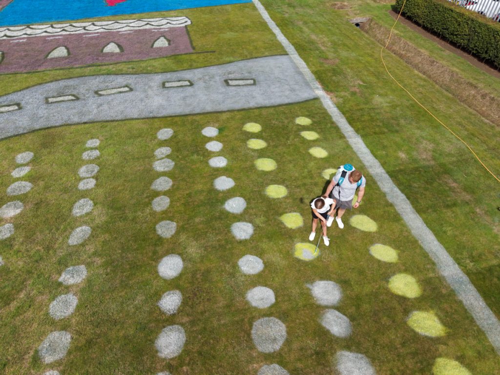 Children’s artwork brought to life into grass art for the Tour of Britain. 30 creative-workshops