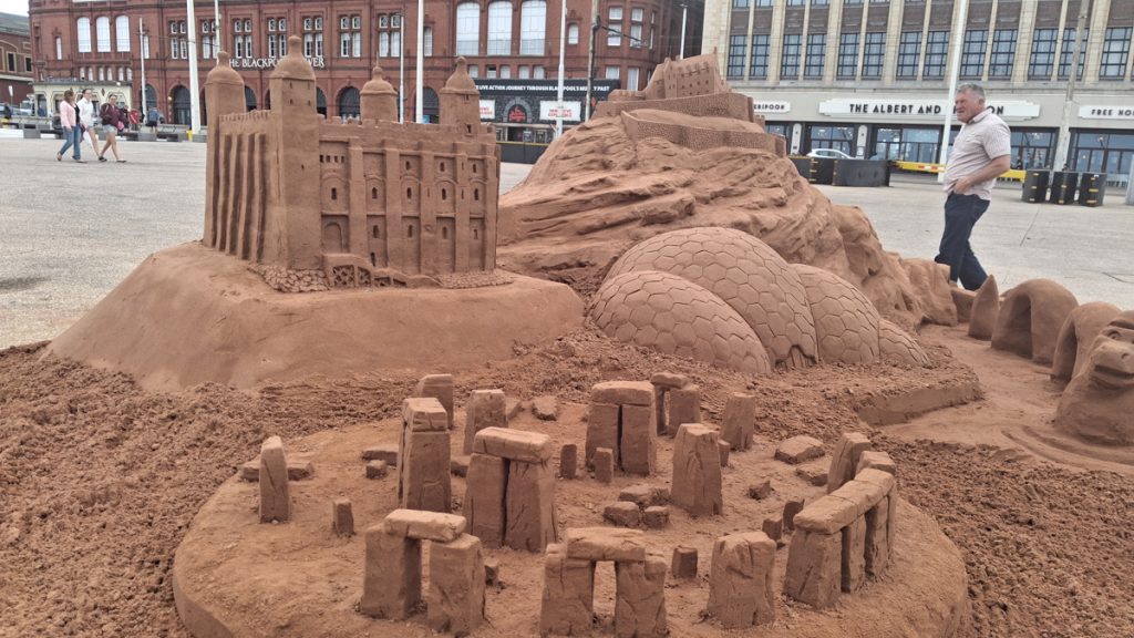 Landmarks sand sculpture in Blackpool for Railcard 1 eden_project_sand_sculpture