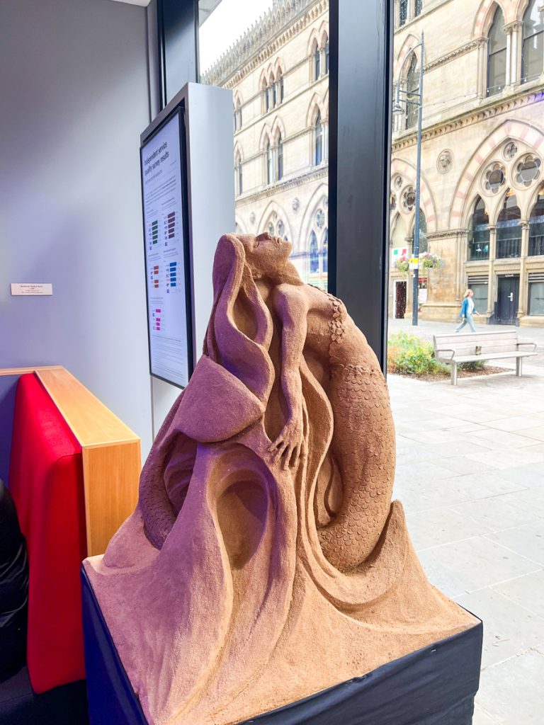 Sand, Sunshine, and High Street Buzz: Bradford by the Sea sand sculpture trail 18 mermaid_sand_sculpture