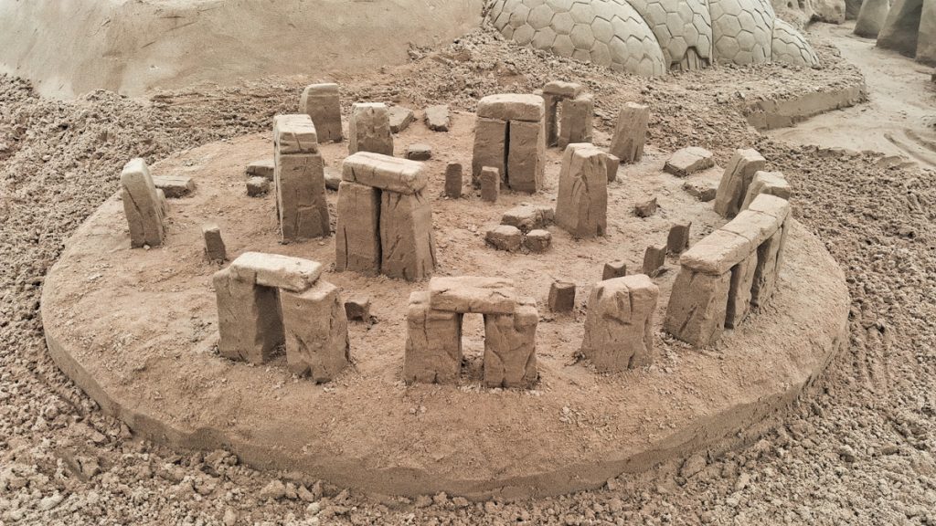 Landmarks sand sculpture in Blackpool for Railcard 7 stonehenge_sand_sculpture