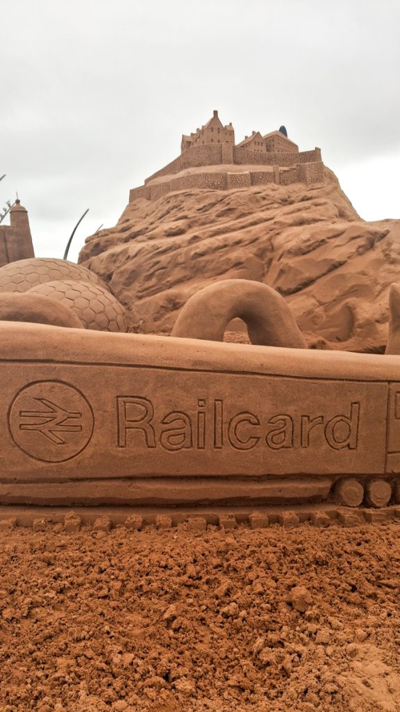 Landmarks sand sculpture in Blackpool for Railcard 8 train_sand_sculpture